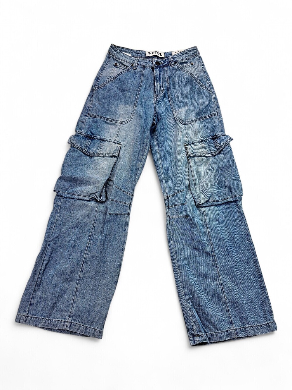 PTCL Ethikal Light Wash Cargo Wide-Leg Flare Jeans 25